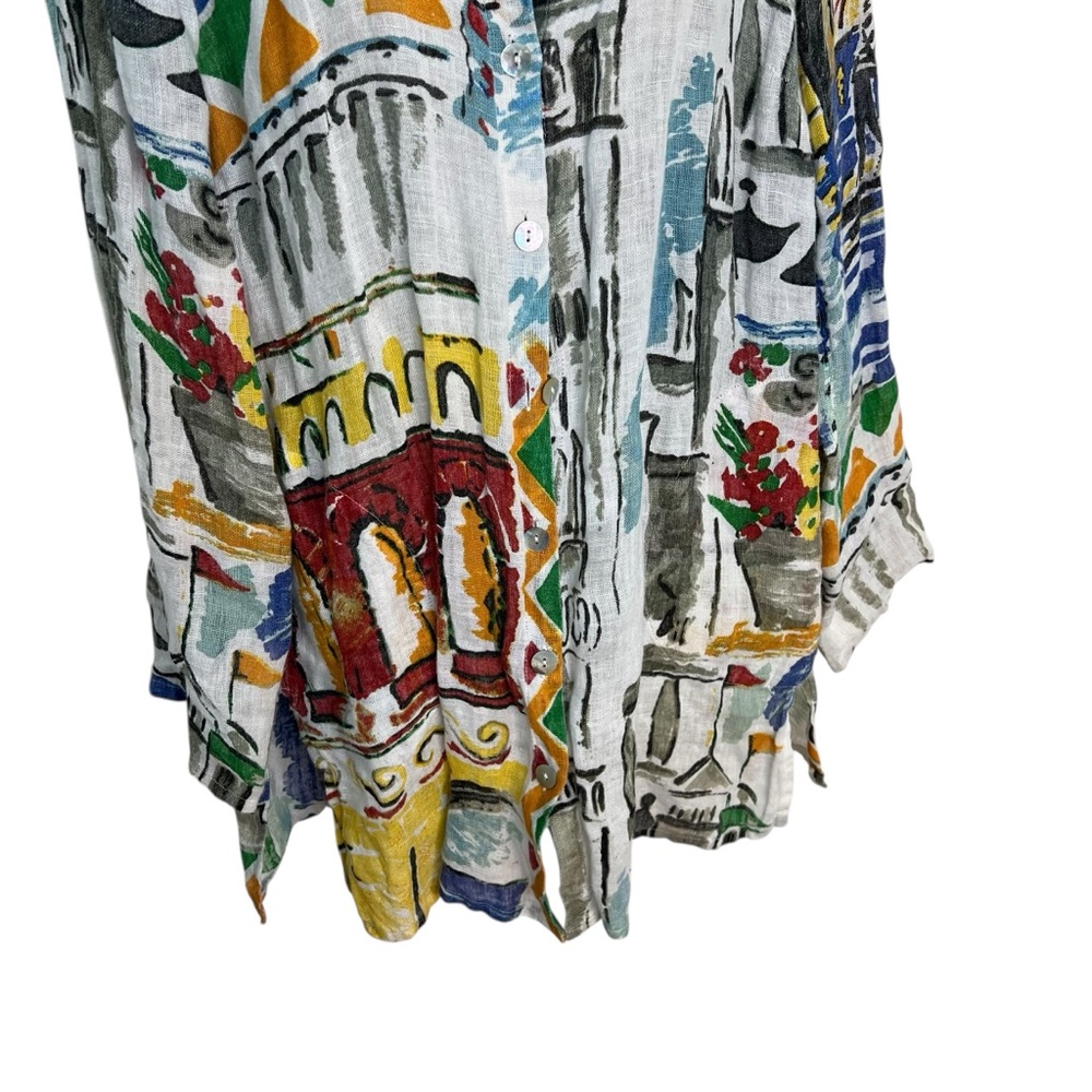 Chico’s Linen Multicolor Printed Button-Front Shi… - image 4